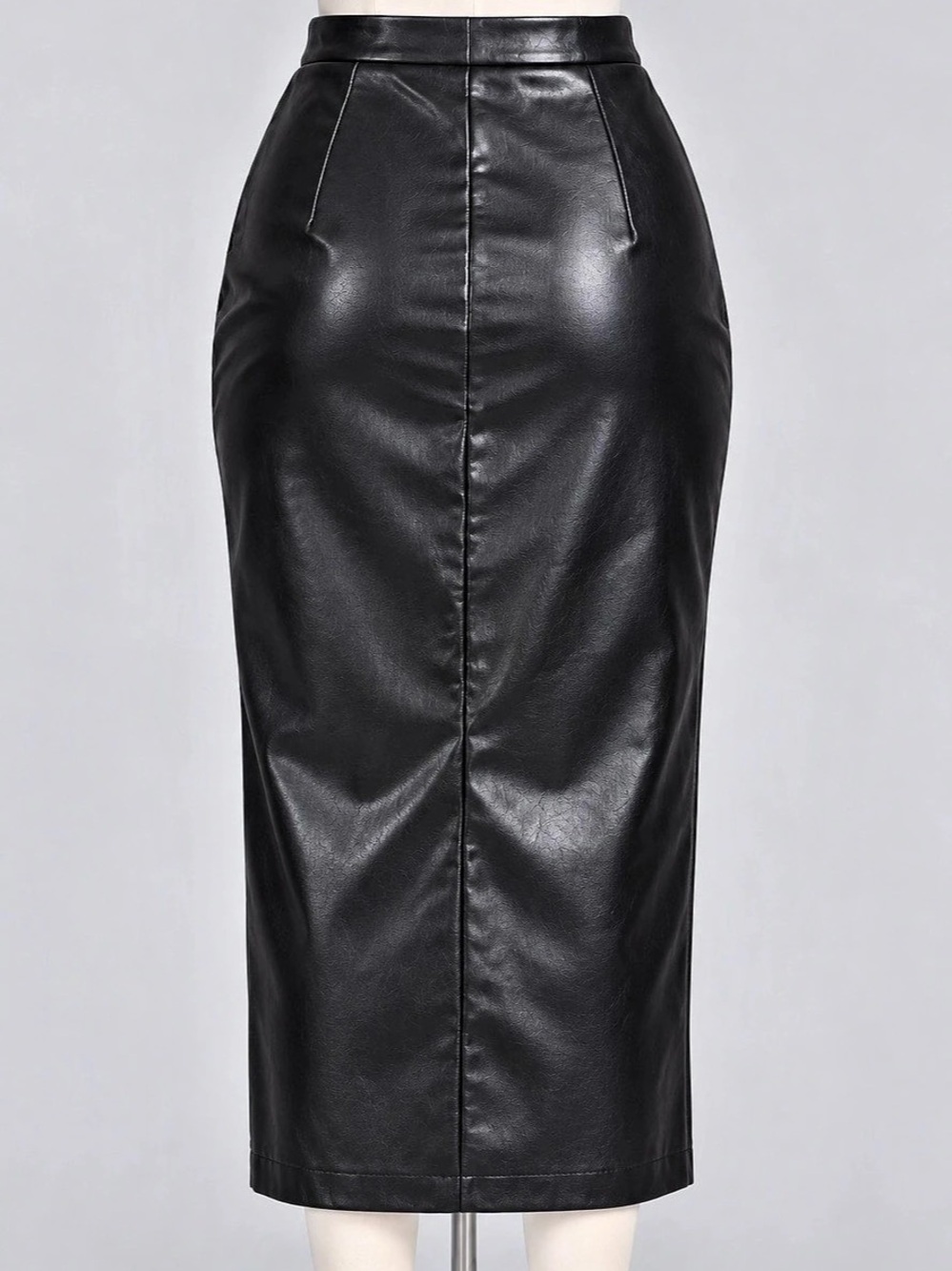 Superdown Black Faux Leather Midi Pencil Skirt Side Slit Size XS NWT - Picture 4 of 7